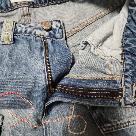 Cello Embroidered High Rise Wide Leg Cargo Pants Y2K Baggy - Picture 4 of 5